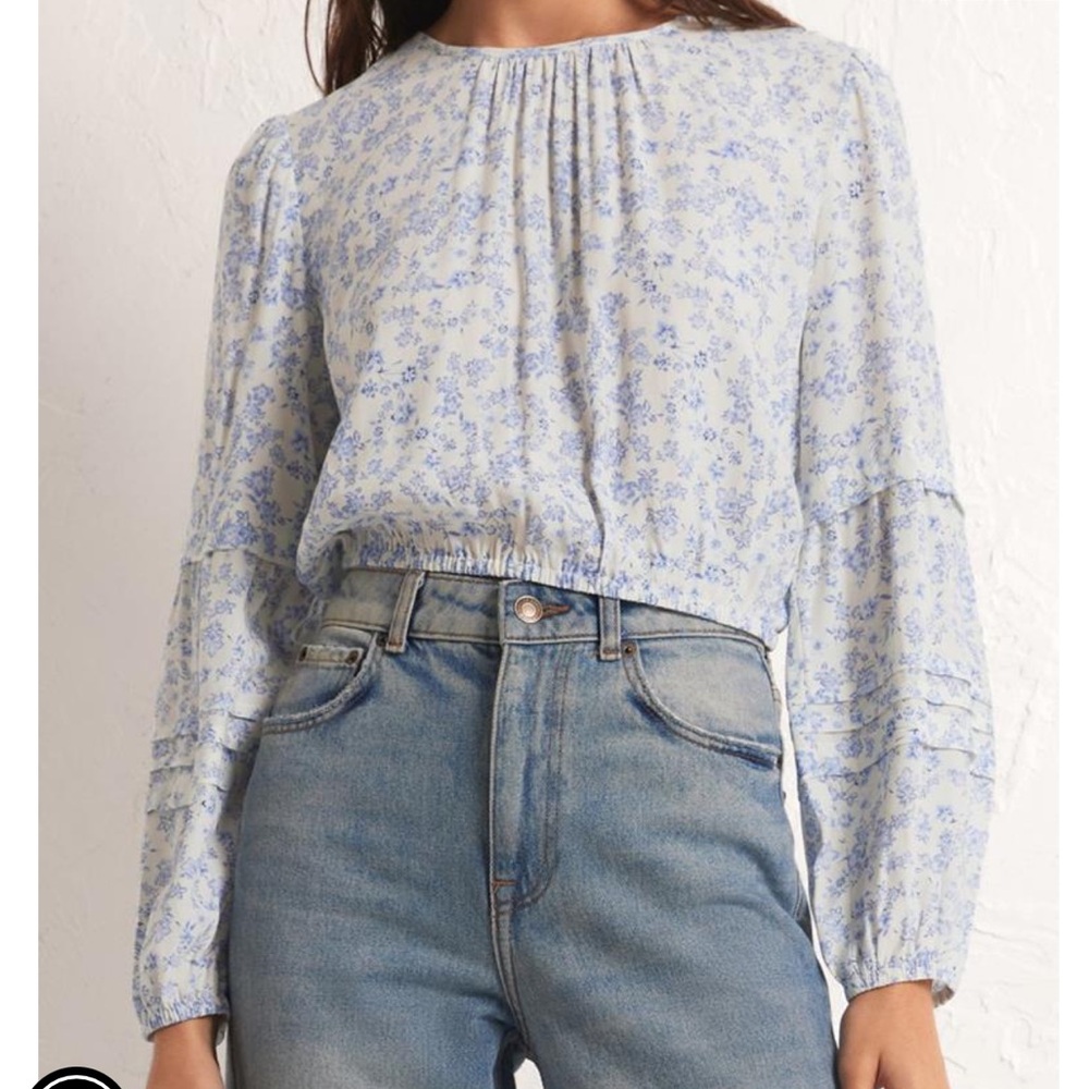 Z Supply Nylah Tropez Blue White Floral top - NWT - S